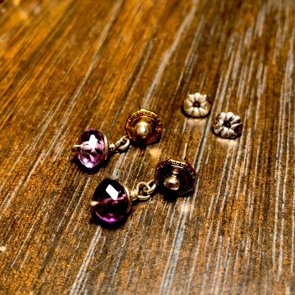 Amethyst faceted crystal drop earrings